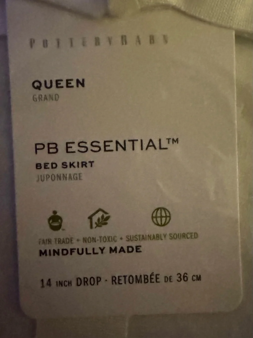 NWT Pottery Barn Essential Linen Cotton Bed Skirt Classic Ivory Crisp Summer